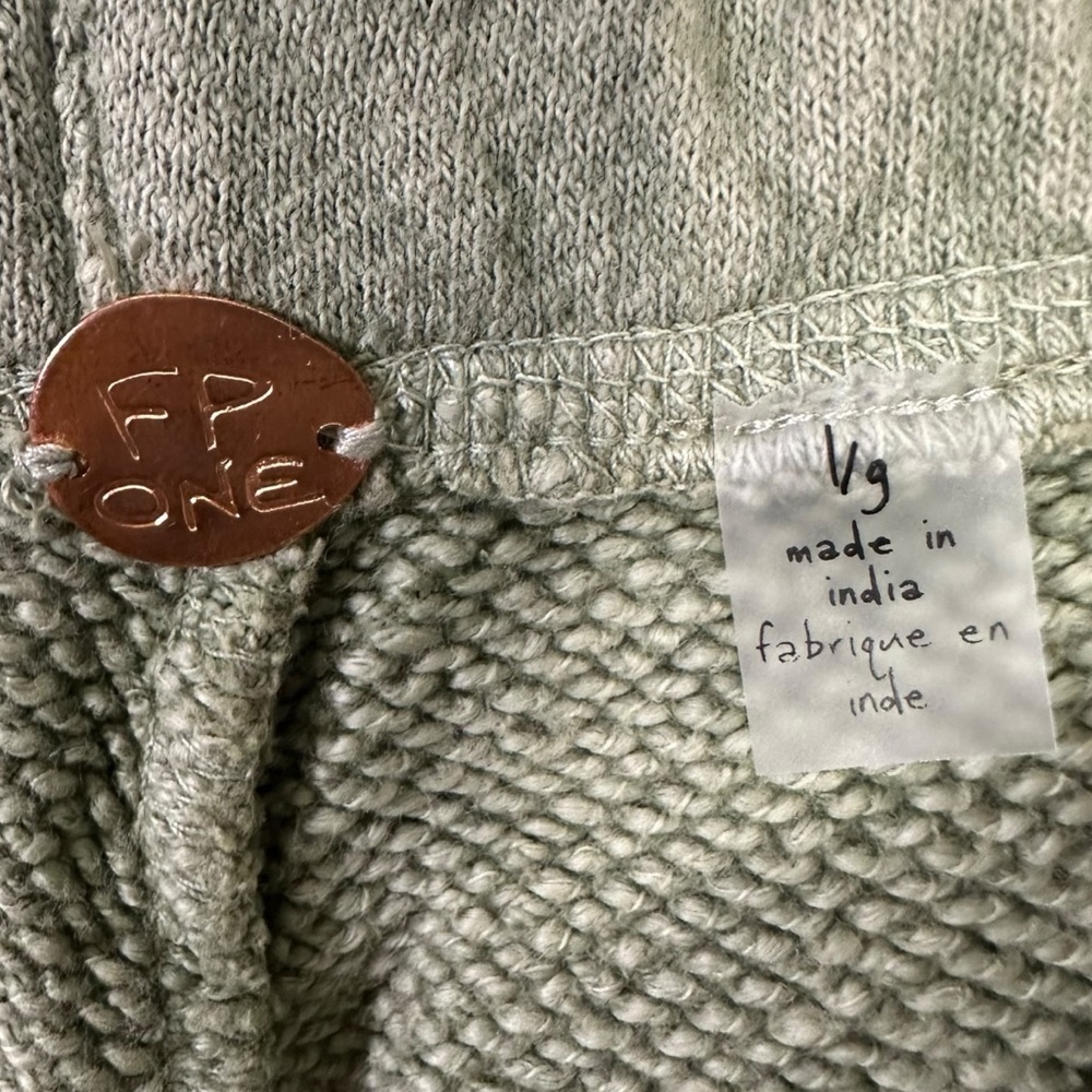 Free People FP One Bohemian Wide Leg Barrel Arden Knit Pants Sage Green Large - Picture 9 of 13